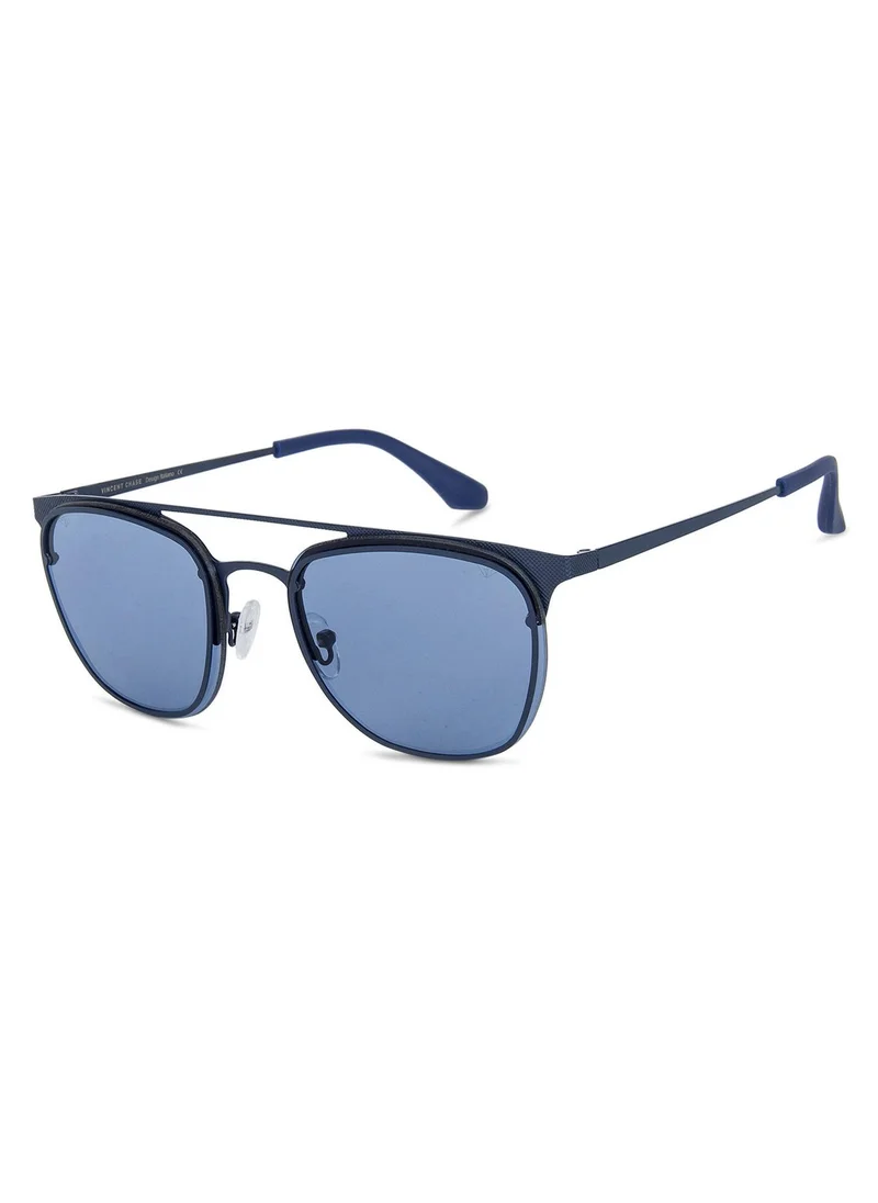 VINCENT CHASE VINCENT CHASE EYEWEAR Unisex Round Sunglasses Blue Frame Blue Lens (Medium) - Pack of 1