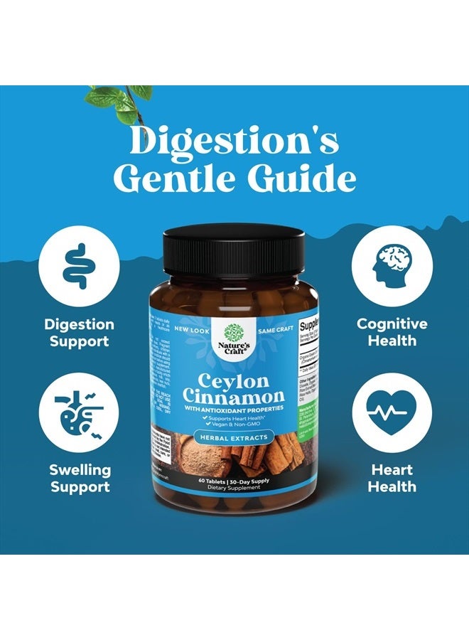 Natures Craft Organic Ceylon Cinnamon Tablets 1000mg - Organic Ceylon Cinnamon Powder Memory Supplement for Brain Support - Non GMO Organic Cinnamon Pills for Heart Health and Organic Immune System Booster - Image 3