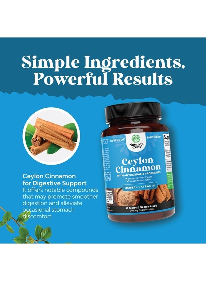 Natures Craft Organic Ceylon Cinnamon Tablets 1000mg - Organic Ceylon Cinnamon Powder Memory Supplement for Brain Support - Non GMO Organic Cinnamon Pills for Heart Health and Organic Immune System Booster - Image 4