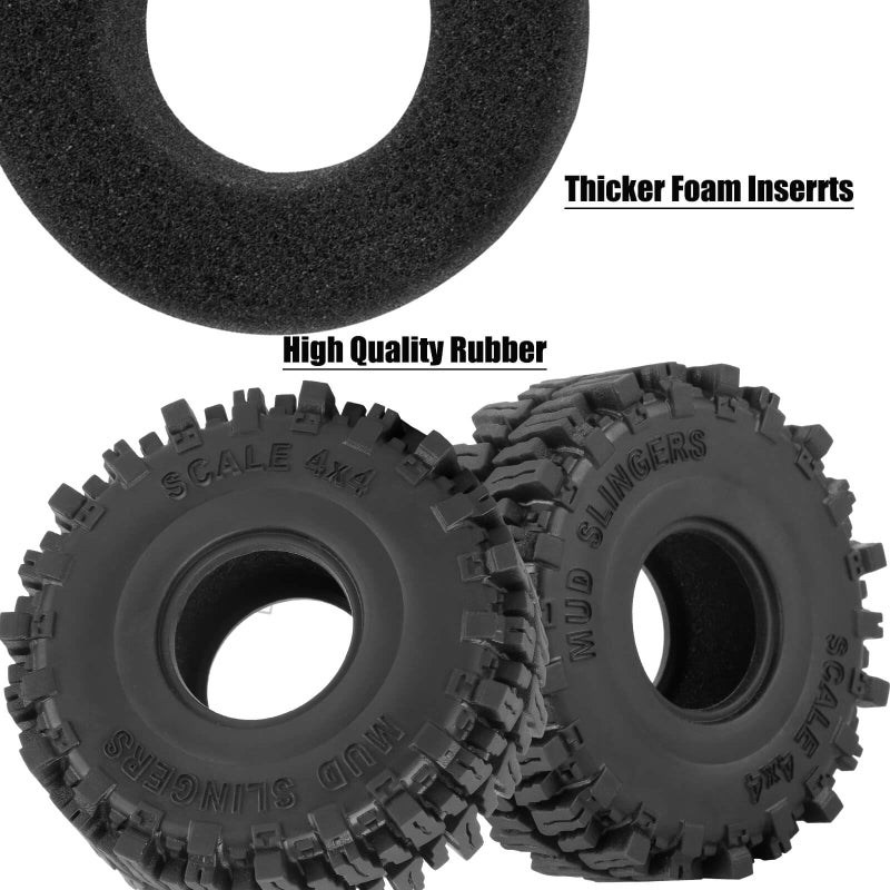 hopsupRC RC 1.0 Beadlock Truck Tires for 1/18 1/24 Trx4m SCX24 RC Crawler,RC Wheels Tires.Aluminum 1.0â€˜â€™ Beadlock Wheel Rim&1.0in Tires Tyres.Titanium(4PCS) - Image 5