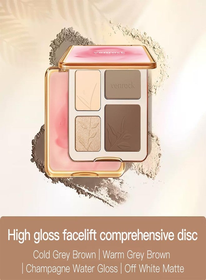 Venrock 4-Colors Highlight & Contour Palette Matte Highlighter Contour Compact Natural Glow Contour Powder Blendable Face Makeup for Beginners for All Skin Tones Gifts for Women Beauty for Festivals - Image 3