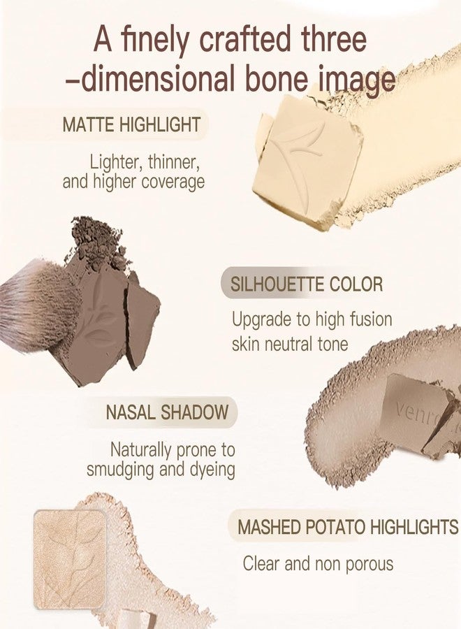 Venrock 4-Colors Highlight & Contour Palette Matte Highlighter Contour Compact Natural Glow Contour Powder Blendable Face Makeup for Beginners for All Skin Tones Gifts for Women Beauty for Festivals - Image 4