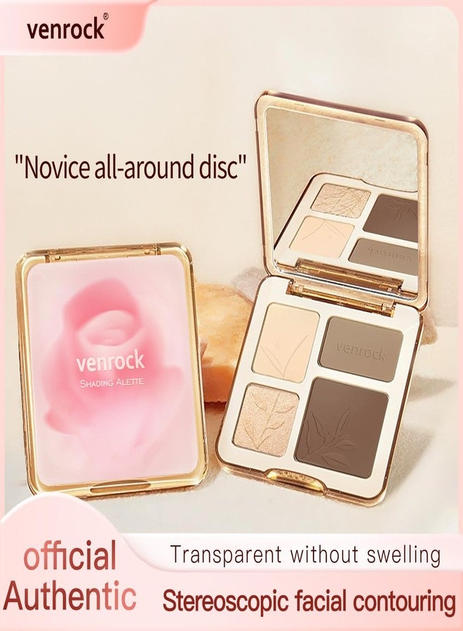 Venrock 4-Colors Highlight & Contour Palette Matte Highlighter Contour Compact Natural Glow Contour Powder Blendable Face Makeup for Beginners for All Skin Tones Gifts for Women Beauty for Festivals - Image 2