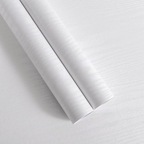 Abyssaly ﻿White Contact Paper 15.7" X 118",Peel and Stick Waterproof Vinyl Wallpaper Without Passing Through The Primary Colors,White Real Wood Grain Wallpaper for Cabinets Kitchen Furniture - Image 1