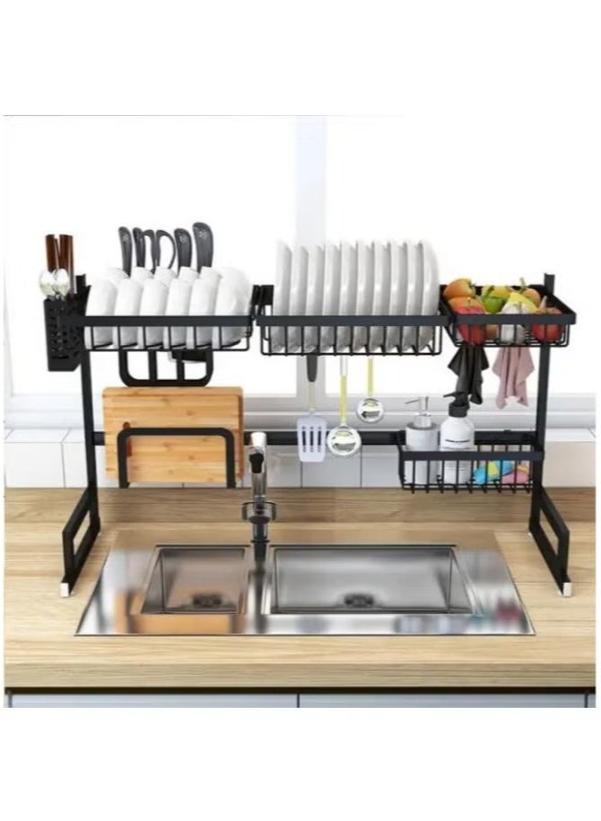 Dish Drying Rack Over Sink Shelf for Kitchen Supplies Storage Counter Organizer Utensils Holder Stainless Steel Display- Kitchen Space Save Must-Have  - Image 3