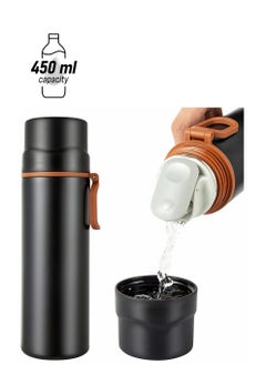 450ml Insulated Water Bottle Stainless Steel Vacuum Coffee Cup with Handle, Flask Double Walled Sport Travel Mug with Leakproof Lid, Keep Hot & Cold 12 Hours BPA Free, 15oz
