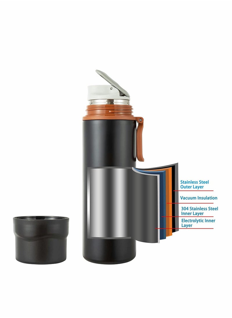 KASTWAVE - 450ml Insulated Water Bottle Stainless Steel Vacuum Coffee Cup with Handle, Flask Double Walled Sport Travel Mug with Leakproof Lid, Keep Hot & Cold 12 Hours BPA Free, 15oz - Image 1