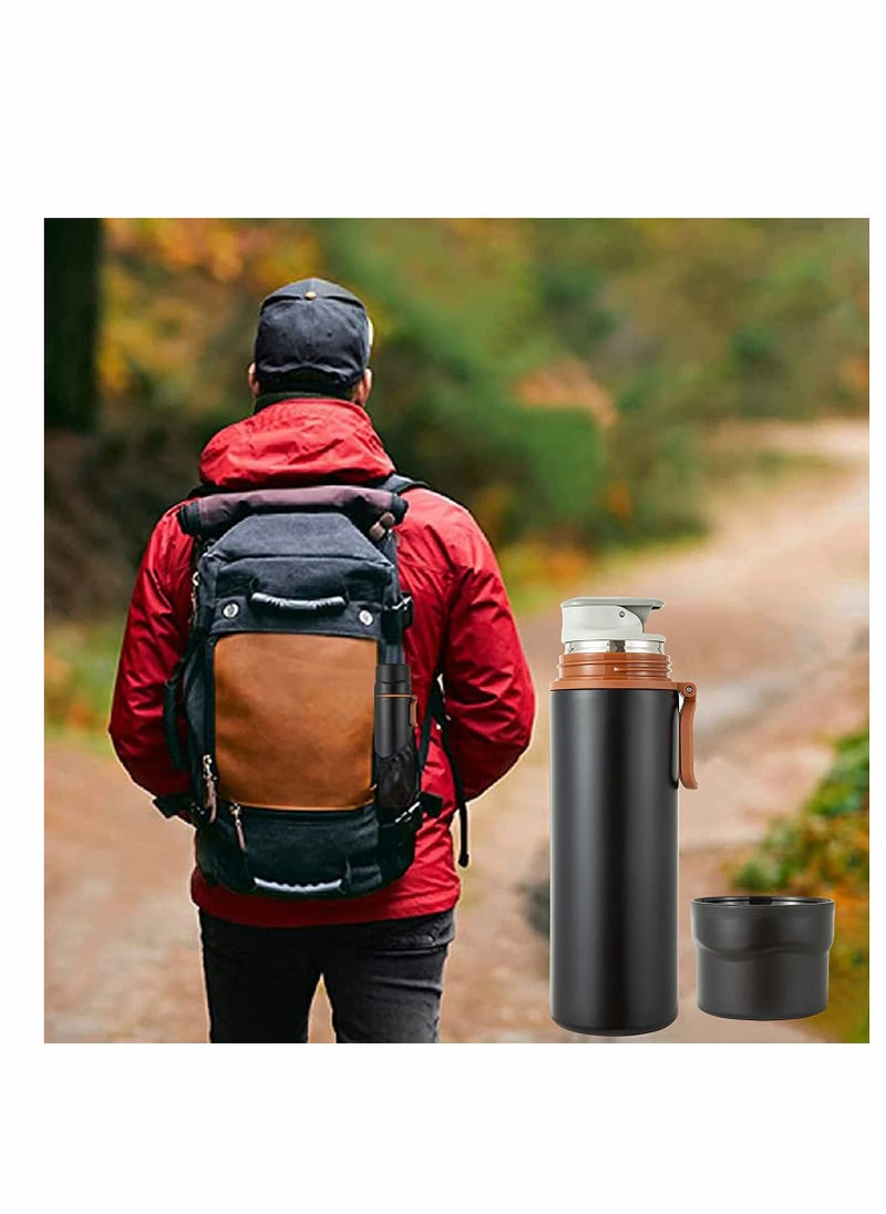 KASTWAVE - 450ml Insulated Water Bottle Stainless Steel Vacuum Coffee Cup with Handle, Flask Double Walled Sport Travel Mug with Leakproof Lid, Keep Hot & Cold 12 Hours BPA Free, 15oz - Image 1