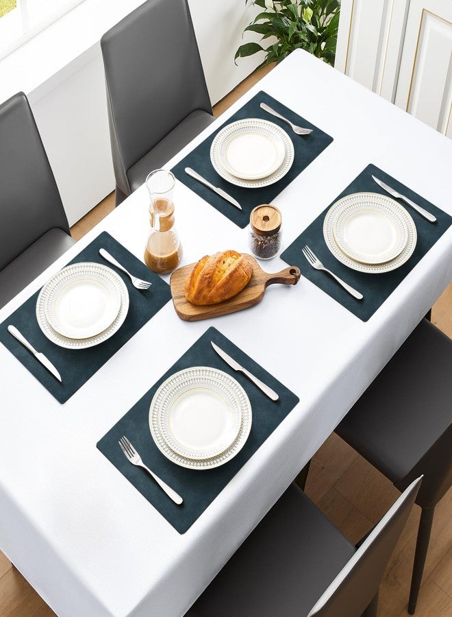 MOSAYT Vinyl Placemats Set of 6-12 X 17 Inch - Faux Leather 100% Waterproof Oil-Proof Wipeable PU Place Mats, Heat Resistant Reversible Table Mats for Kitchen, Dining, Outdoor (Navy Blue) - Image 2