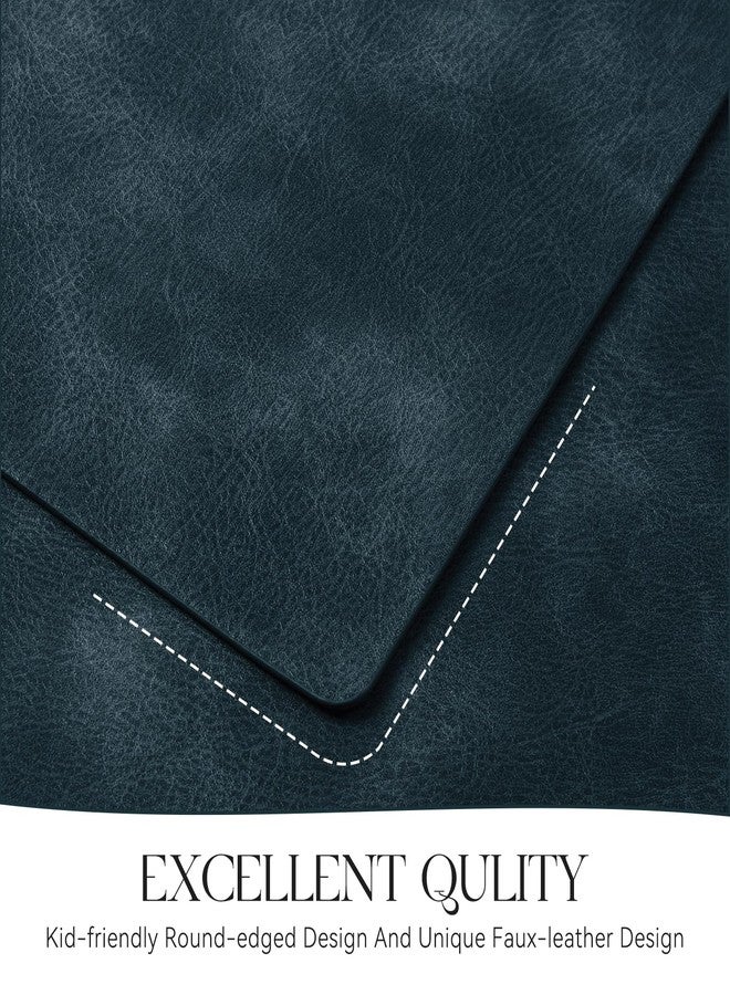 MOSAYT Vinyl Placemats Set of 6-12 X 17 Inch - Faux Leather 100% Waterproof Oil-Proof Wipeable PU Place Mats, Heat Resistant Reversible Table Mats for Kitchen, Dining, Outdoor (Navy Blue) - Image 5