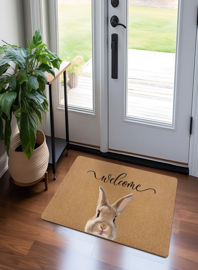 KFXHANGD Easter Bunny Rabbit Door Mat, Easter Bunny Welcome Front Door Mat Outside Entrance, Farmhouse Rabbits Artificial Coir Doormat Rugs for Indoor Patio Porch Entryway Entry, 17x30 Inch - Image 2