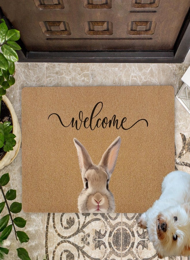 KFXHANGD Easter Bunny Rabbit Door Mat, Easter Bunny Welcome Front Door Mat Outside Entrance, Farmhouse Rabbits Artificial Coir Doormat Rugs for Indoor Patio Porch Entryway Entry, 17x30 Inch - Image 3