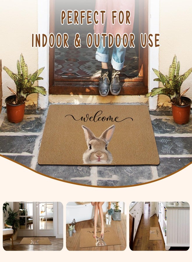 KFXHANGD Easter Bunny Rabbit Door Mat, Easter Bunny Welcome Front Door Mat Outside Entrance, Farmhouse Rabbits Artificial Coir Doormat Rugs for Indoor Patio Porch Entryway Entry, 17x30 Inch - Image 5