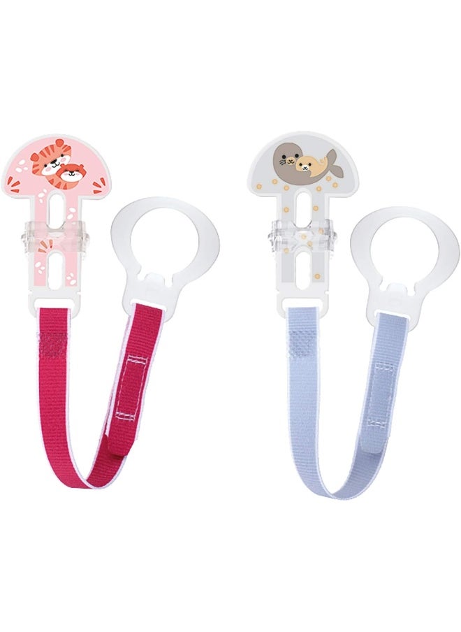 MAM MAM Pacifier Clips, Baby Pacifier Clip, I Love Mommy' Design Collection Pacifier Clip, Girl, 2-Count  - Image 1
