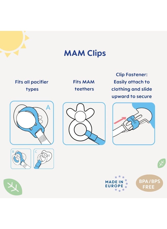 MAM MAM Pacifier Clips, Baby Pacifier Clip, I Love Mommy' Design Collection Pacifier Clip, Girl, 2-Count  - Image 2