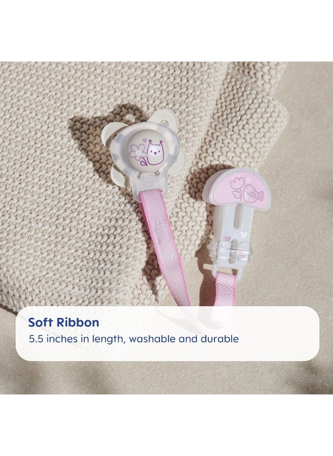 MAM MAM Pacifier Clips, Baby Pacifier Clip, I Love Mommy' Design Collection Pacifier Clip, Girl, 2-Count  - Image 4