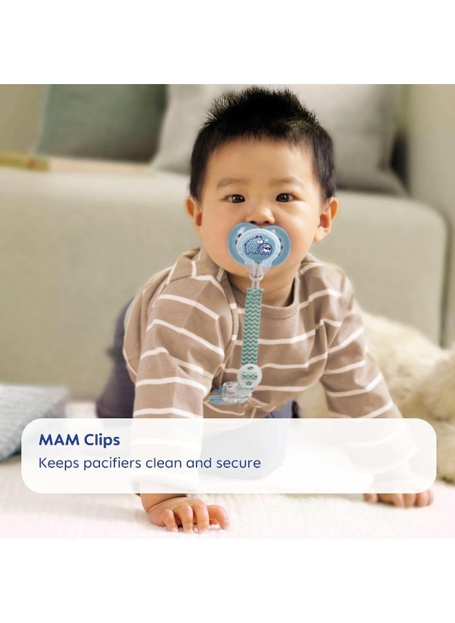 MAM MAM Pacifier Clips, Baby Pacifier Clip, I Love Mommy' Design Collection Pacifier Clip, Girl, 2-Count  - Image 3