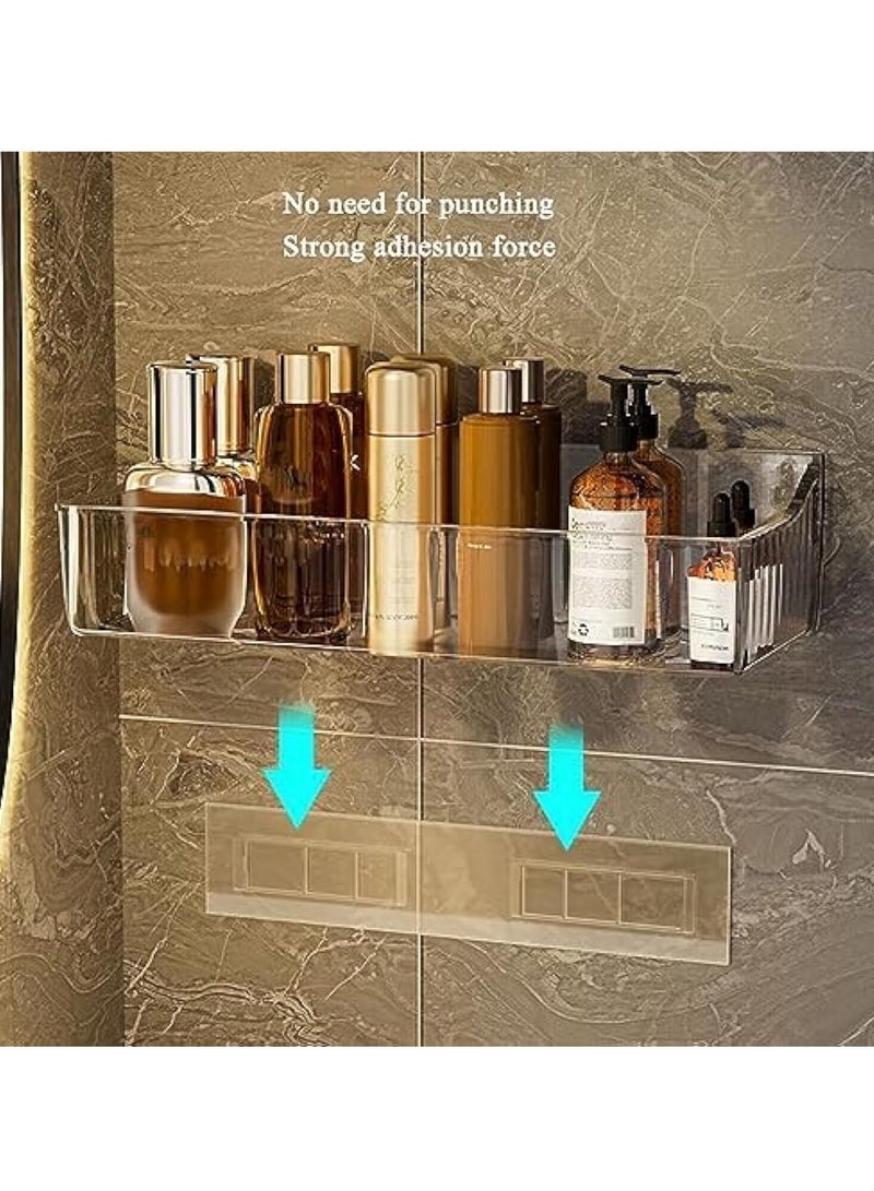 Captaintech 2-Pack Shower Caddy Shelf, No Drilling Bathroom Shower Rack, Wall Mounted Double Layer Shower Organizer, Separable, Used for Dorm, Bathroom and Kitchen (Clear) - Image 5