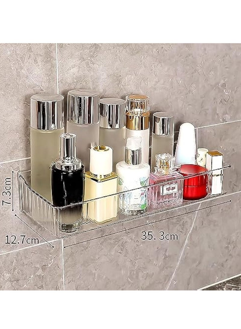 Captaintech 2-Pack Shower Caddy Shelf, No Drilling Bathroom Shower Rack, Wall Mounted Double Layer Shower Organizer, Separable, Used for Dorm, Bathroom and Kitchen (Clear) - Image 2