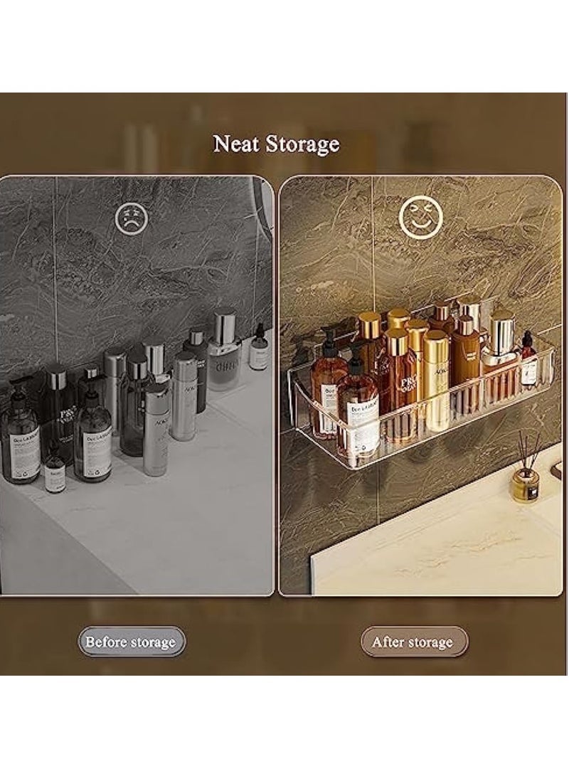 Captaintech 2-Pack Shower Caddy Shelf, No Drilling Bathroom Shower Rack, Wall Mounted Double Layer Shower Organizer, Separable, Used for Dorm, Bathroom and Kitchen (Clear) - Image 3