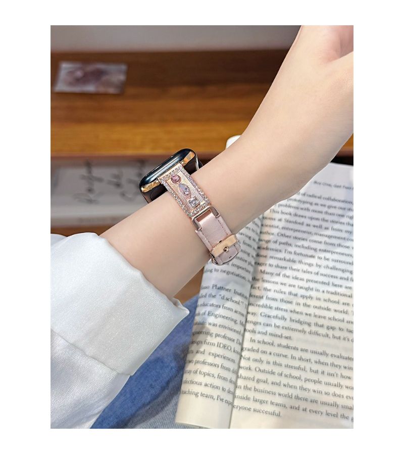 Elegant Floral Metal Compatible iWatch Band For 38mm 40mm 41mm S10 S11 42mm Stylish Handmade Watch Strap Black - Image 3
