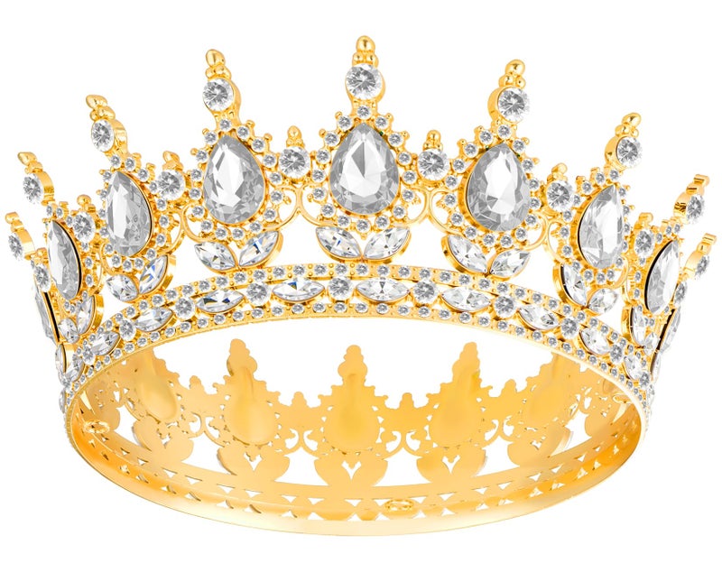 Papoopy Crown for Women, Queen Crown Tiara for Birthday Wedding Party Decorations Golden - Image 1