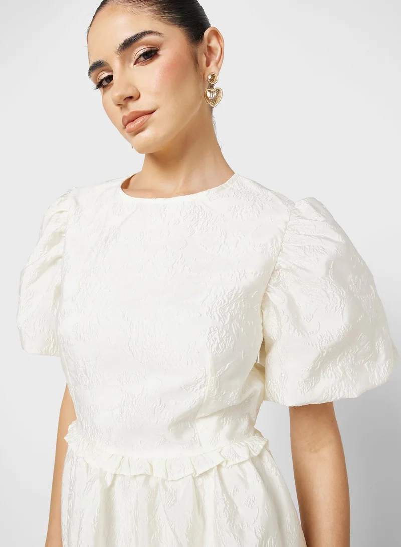 sister jane Textured Puff Sleeve Dress