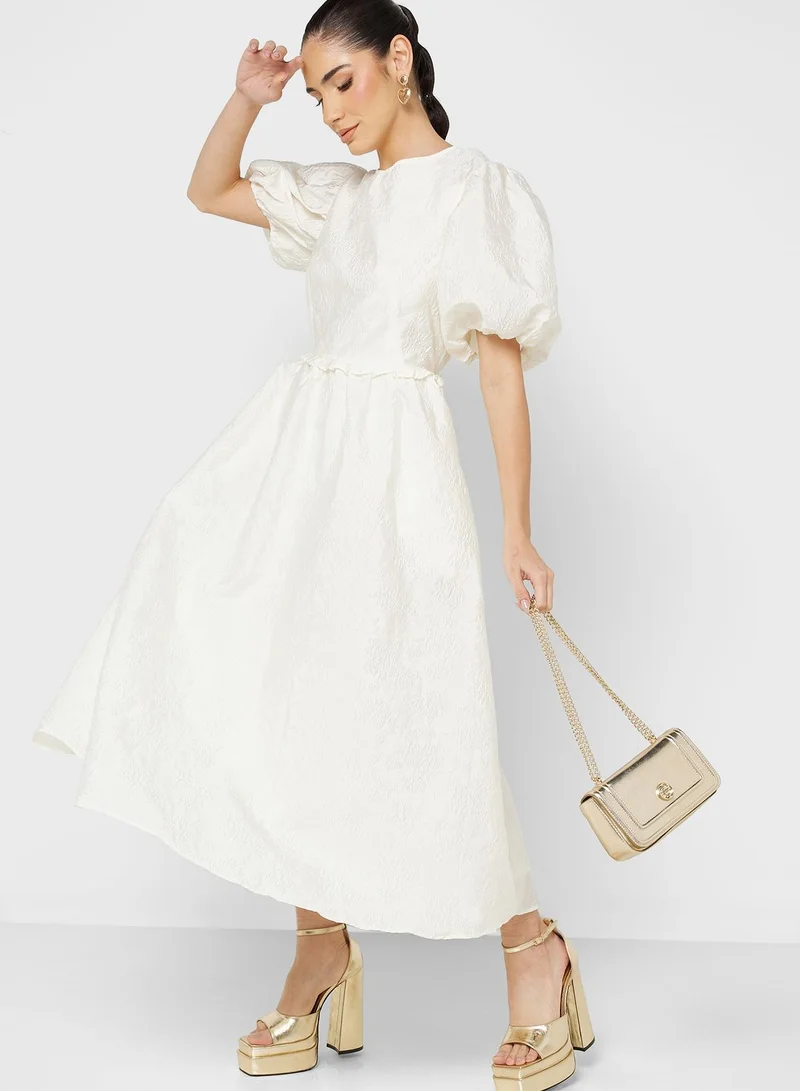 sister jane Textured Puff Sleeve Dress