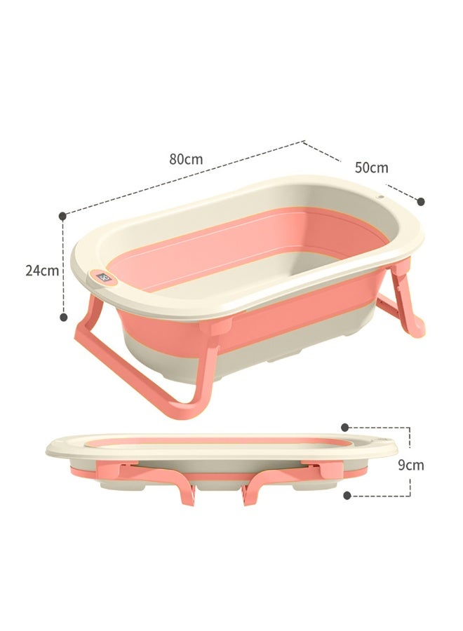 Fab N Funky Baby Foldable Bathtub, Built-in Thermometer, Spacious Tub, Sturdy Legs, 0 Month To 3 Years, 80 x 50 x 24 cm - White And Pink - Image 2
