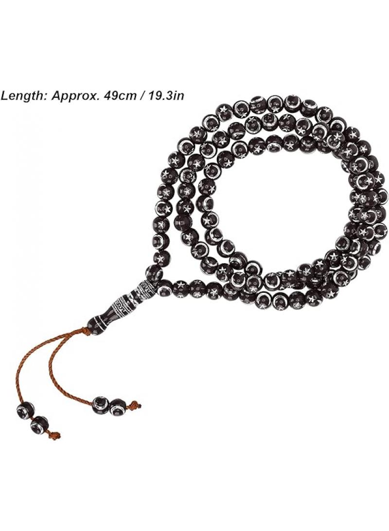 99 Resin Bronzing Printed Carved Prayer Meditation Rosary Bracelet