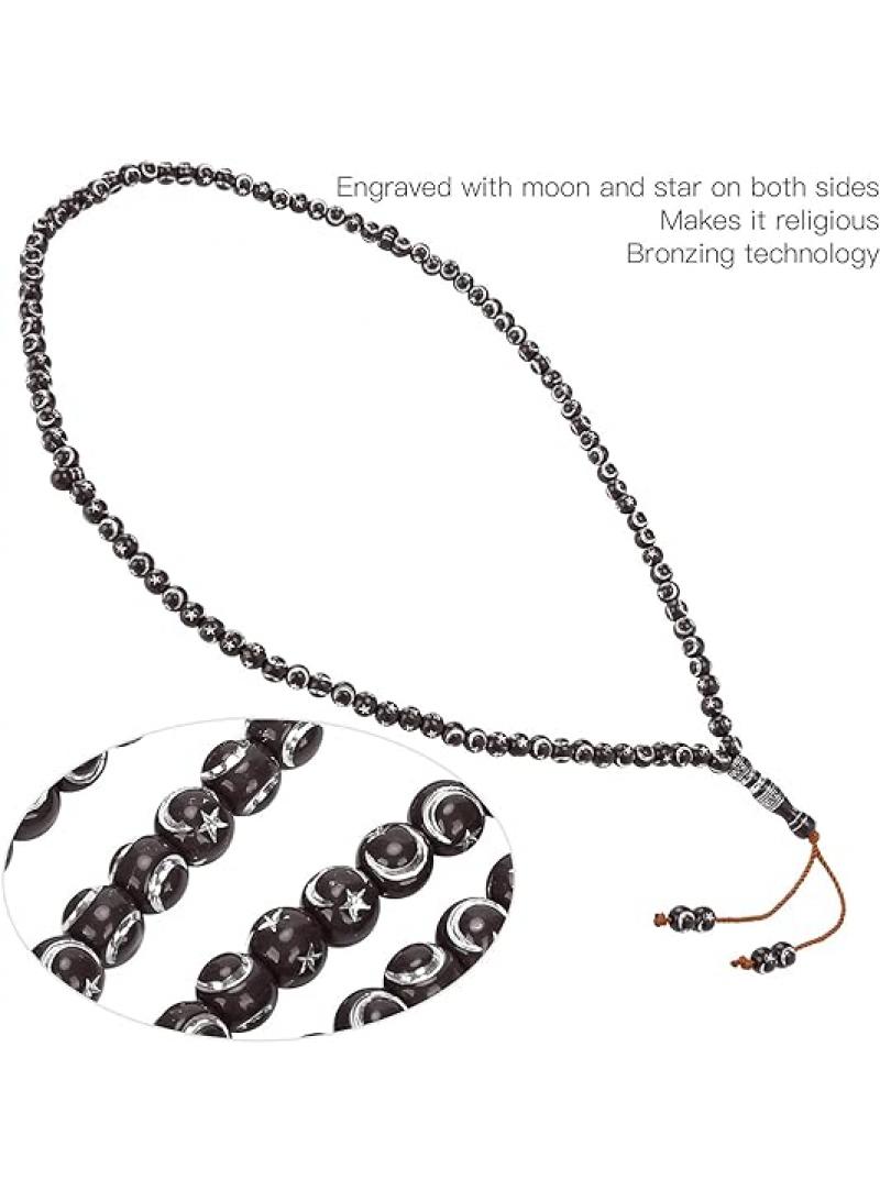 99 Resin Bronzing Printed Carved Prayer Meditation Rosary Bracelet