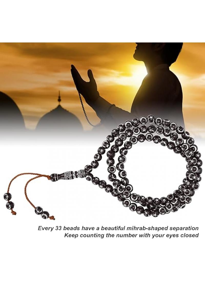 99 Resin Bronzing Printed Carved Prayer Meditation Rosary Bracelet