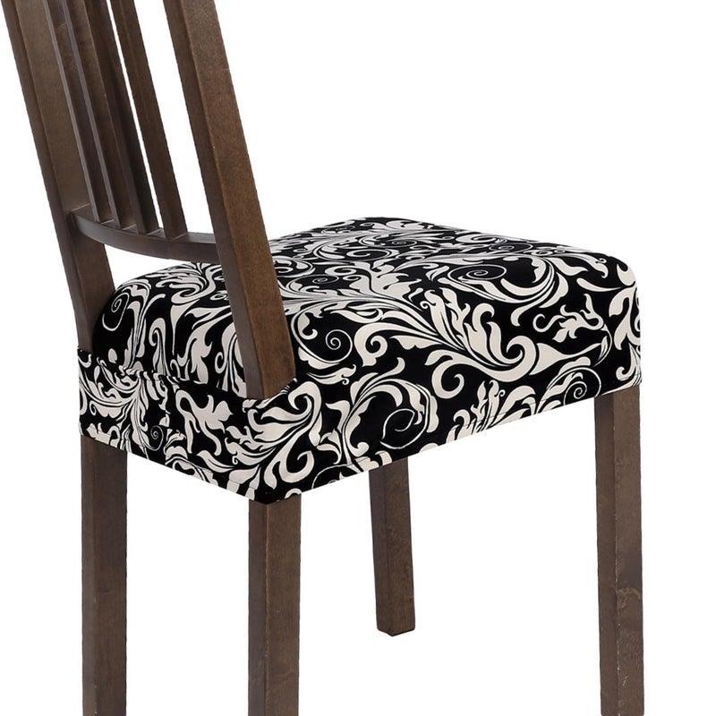 SearchI Dining Chair Seat Covers Set of 6 Stretch Removable Chair Covers for Dining Chairs Kitchen Chair Covers ProtectorBlack Flower - Image 2