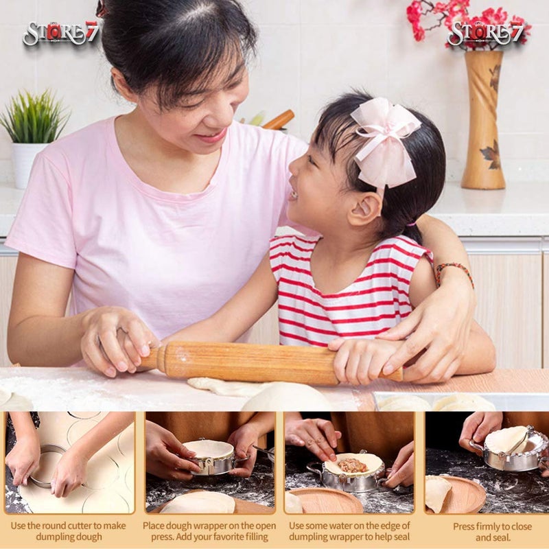CONNECTWIDE CONNECTWIDE 5Pieces Stainless Steel Dumplings Maker 2 Pieces Dumpling Molds 3 Pieces Dumpling Skin Cutter Pie Ravioli Empanadas Press Mold Kitchen Accessories  - Image 5