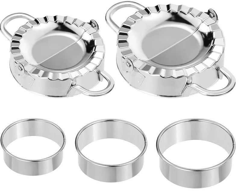 CONNECTWIDE CONNECTWIDE 5Pieces Stainless Steel Dumplings Maker 2 Pieces Dumpling Molds 3 Pieces Dumpling Skin Cutter Pie Ravioli Empanadas Press Mold Kitchen Accessories  - Image 1