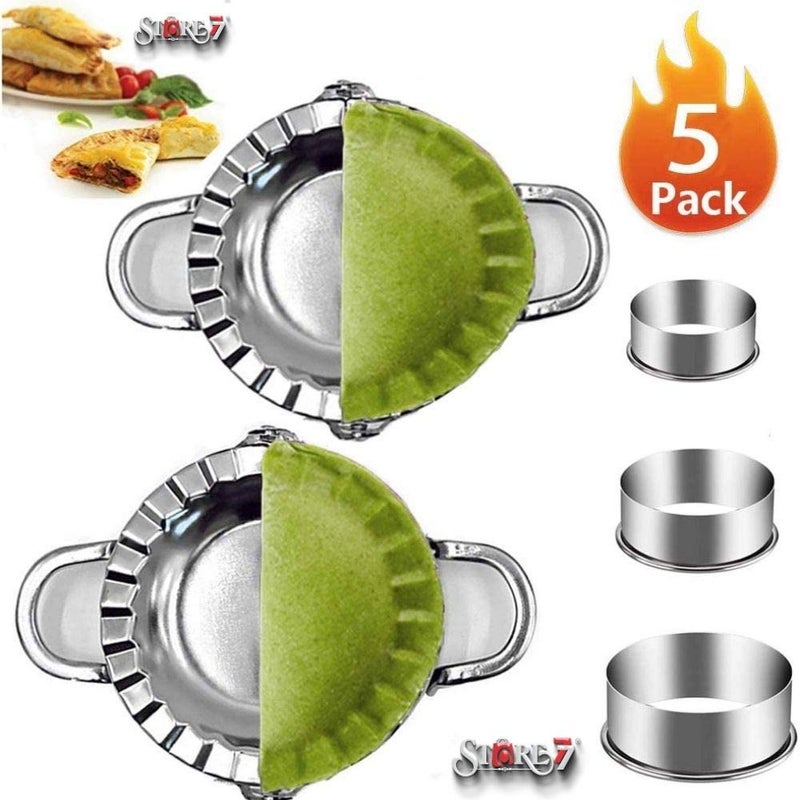 CONNECTWIDE CONNECTWIDE 5Pieces Stainless Steel Dumplings Maker 2 Pieces Dumpling Molds 3 Pieces Dumpling Skin Cutter Pie Ravioli Empanadas Press Mold Kitchen Accessories  - Image 3