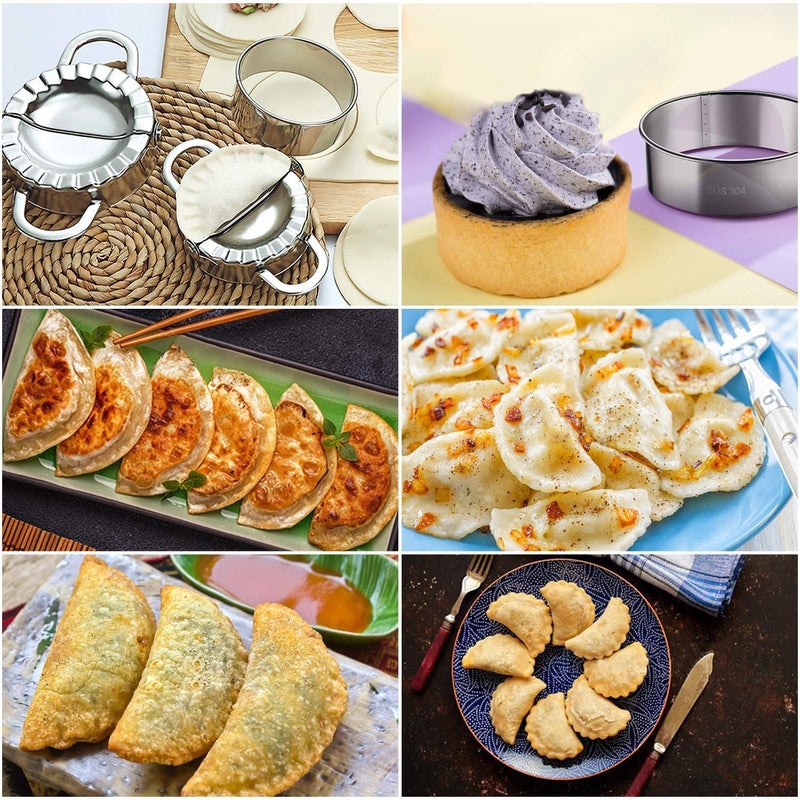 CONNECTWIDE CONNECTWIDE 5Pieces Stainless Steel Dumplings Maker 2 Pieces Dumpling Molds 3 Pieces Dumpling Skin Cutter Pie Ravioli Empanadas Press Mold Kitchen Accessories  - Image 4