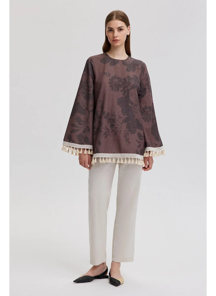 تاتشي Tassel Lace Detailed Textured Tunic