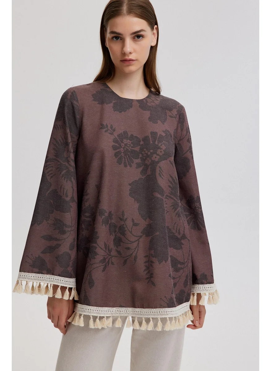 تاتشي Tassel Lace Detailed Textured Tunic