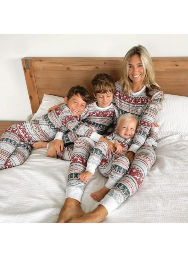 GGEROU بدلات بيجاما عائلية متطابقة بدلات بيجاما متطابقة للبالغين والأطفال والأزواج والأطفال في العطلات مهرجان ملابس نوم بأكمام طويلة مجموعات استرخاء للعطلات - Image 2