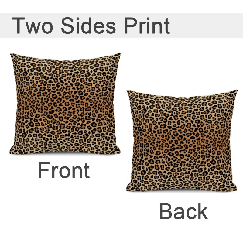 Qwalnely 2 Sets Leopard Print Decorative Throw Pillow Covers, 18x18 Inch for Living Room Couch Bed Sofa, Cheetah Print Home Decor, Soft Cushion Case - Image 2