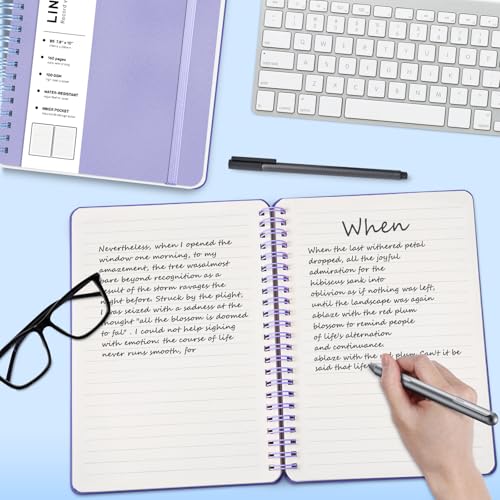 ABERLLS Lined Spiral Journal Notebook with 160 Pages, 7.8×10in, B5 Spiral Notebook, Journaling Notebooks for Work, School, Women, Men, College Ruled Spiral Notebook, Hardcover Leather Journals, Purple - Image 3