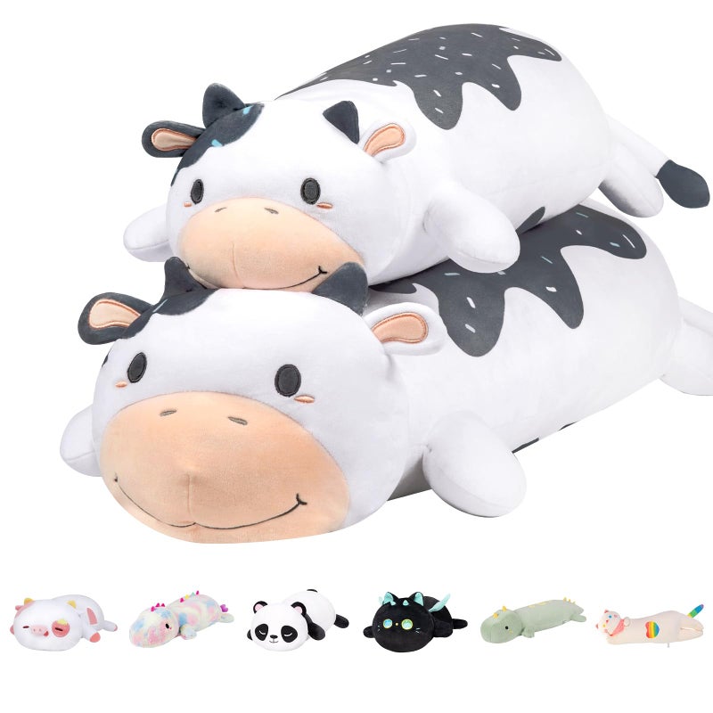 mewaii البقرة أفخم وسادة الجسم 25 "" kawaii حليب البقر الحيوانات المحشوة اسفنجي لطيف طويل Plushies احتضان وسادة للأطفال هدايا عيد ميلاد للنساء الفتيات والذكور - Image 1