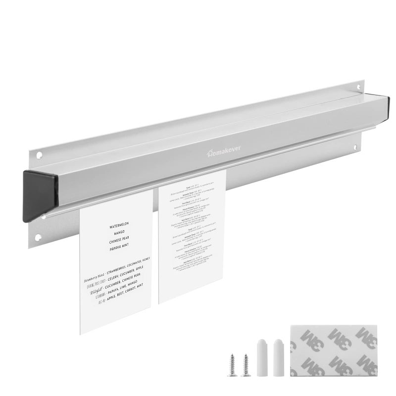 Homakover 16 Inch Restaurant Receipt Holder Silver Kitchen Slide Check RackBill Orders Ticket Holder Tab Aluminium Display Rail for Restaurant Cafes Pubs Bars Silver16 inch