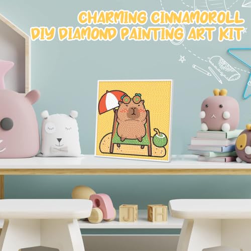PATPAT® DIY Diamond Painting Art Kit for Kids 7 inches Cute Capybara Diamond Painting Art with Wooden Frame DIY Craft Gift for Kids - Image 5