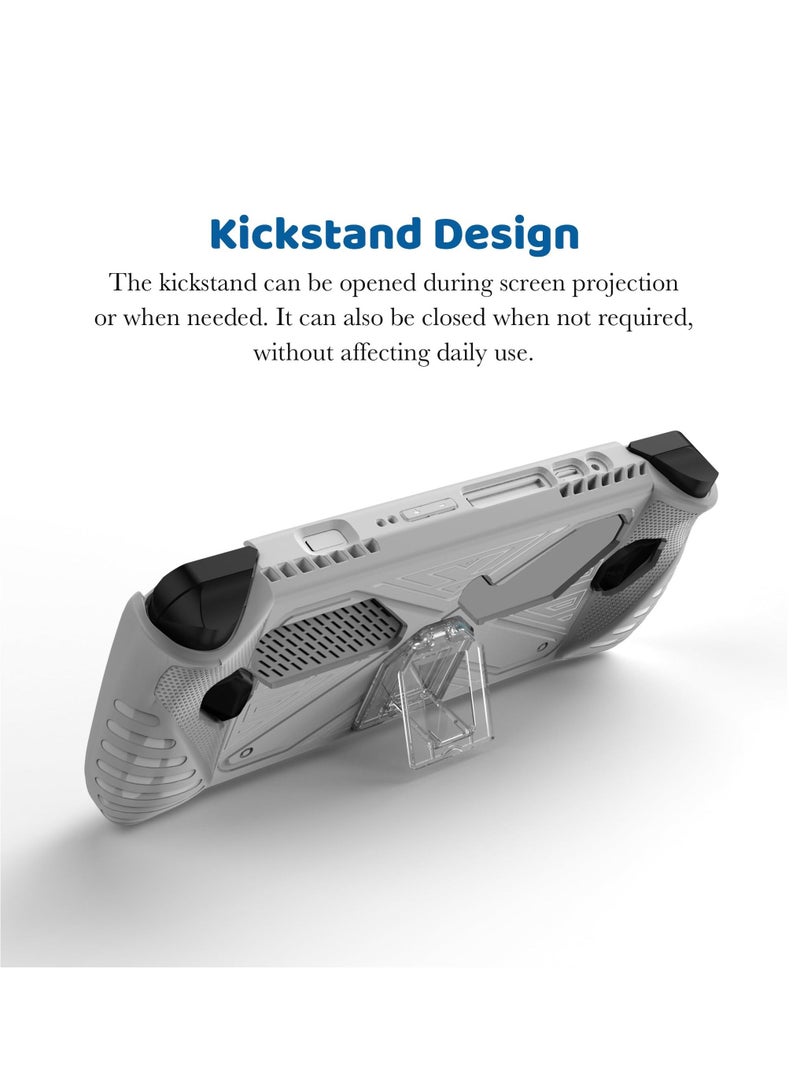 Case With Bracket Compatible with Asus ROG Ally Soft TPU Protective Cover Drop-proof Anti-shock Handheld Game Console Protective Shell (White) - Image 5