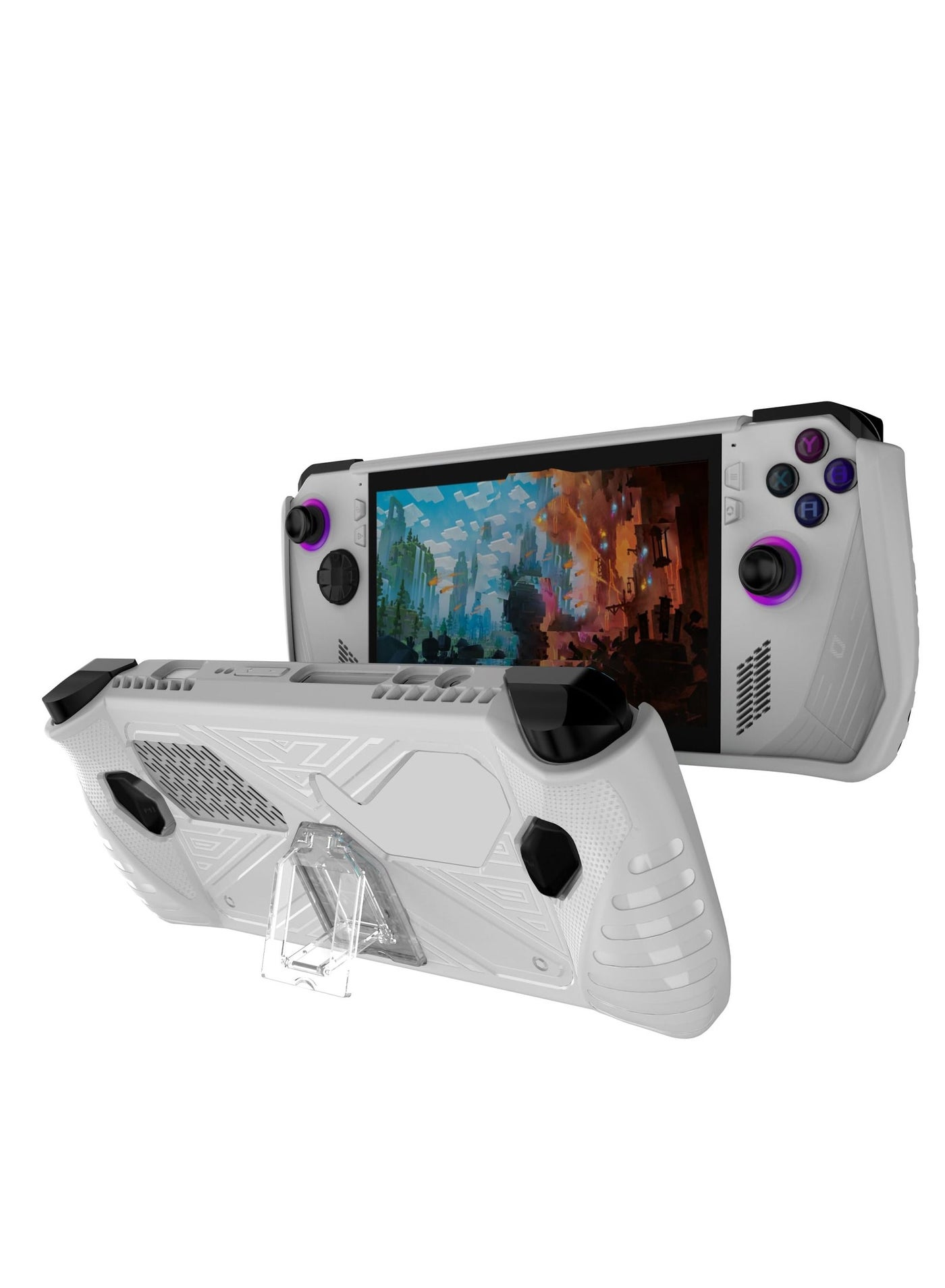 Case With Bracket Compatible with Asus ROG Ally Soft TPU Protective Cover Drop-proof Anti-shock Handheld Game Console Protective Shell (White)
