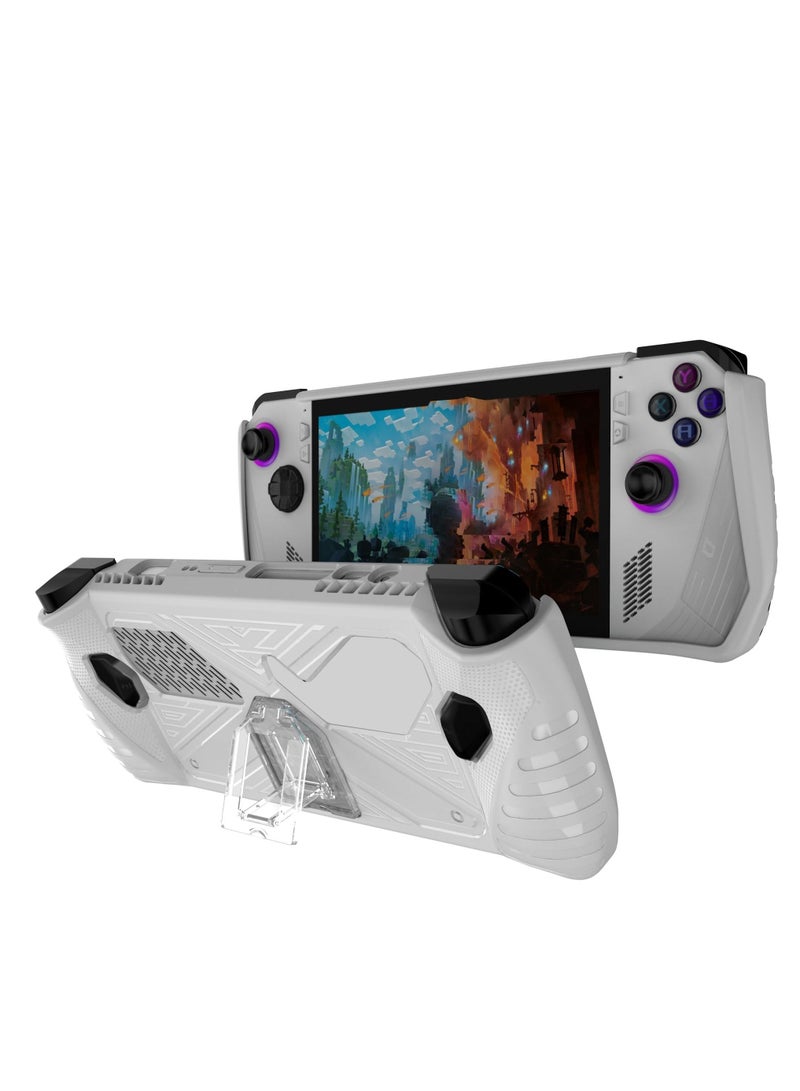 Case With Bracket Compatible with Asus ROG Ally Soft TPU Protective Cover Drop-proof Anti-shock Handheld Game Console Protective Shell (White) - Image 1