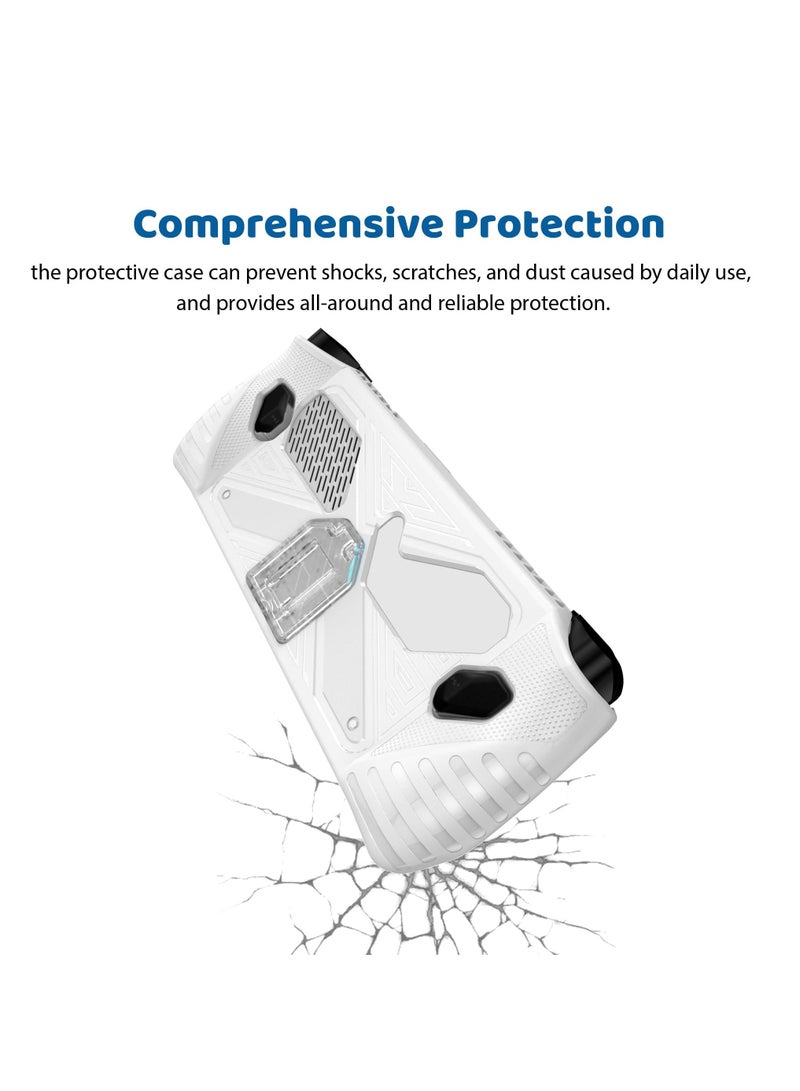 Case With Bracket Compatible with Asus ROG Ally Soft TPU Protective Cover Drop-proof Anti-shock Handheld Game Console Protective Shell (White) - Image 3