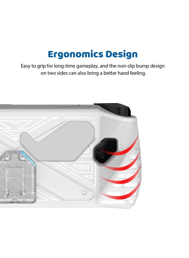 Case With Bracket Compatible with Asus ROG Ally Soft TPU Protective Cover Drop-proof Anti-shock Handheld Game Console Protective Shell (White) - Image 4